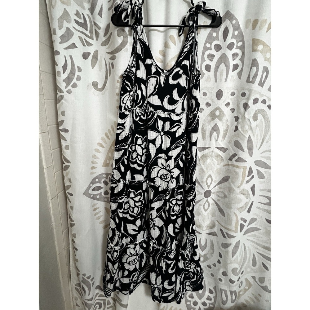 Isabel by Ingrid & Isabel Black White Floral Midi Dress Women's Small Tie Strap